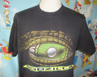 Vintage 90&#39;s GODZILLA 1998 Monster Movie Promo Black Tee Horror Film T Shirt Size L