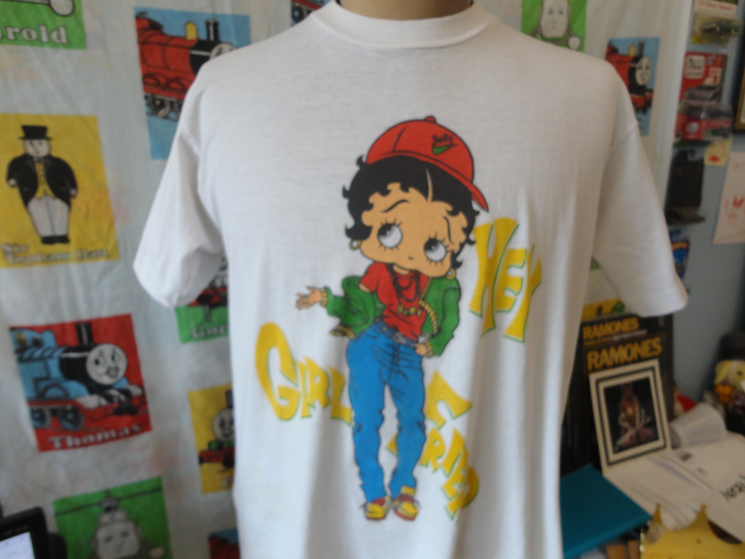 Vintage 90s Betty Boop Hey Girlfriend Cartoon T Shirt Size L - Etsy