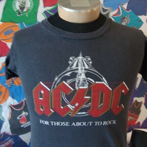 Vintage 1982 AC/DC &#39;For Those About to Rock&#39; 80&#39;s Band Tee Concert American Tour T Shirt M