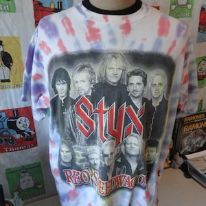 Vintage STYX REO Speedwagon Ty Dye 2000 Tour T Shirt Size XL