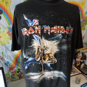 Vintage 90&#39;s Iron Maiden Tour United Kingdom England band tee concert T Shirt Size XL