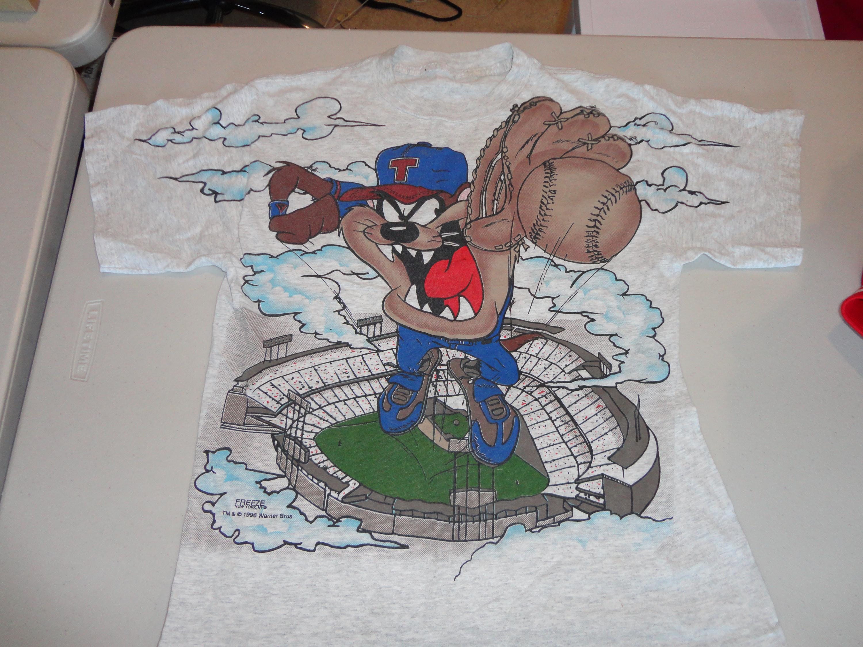 Vintage 90's TAZ Baseball MVP Tasmanian Devil All Over Print Shirt