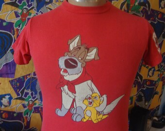 Vintage 80&#39;s Oliver and Company 1988 Walt Disney Movie Promo Dodger T Shirt S