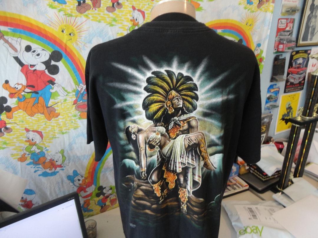 Vintage 90's Aztlan Mexican Pride Lowrider La Raza Art Low Rider T ...