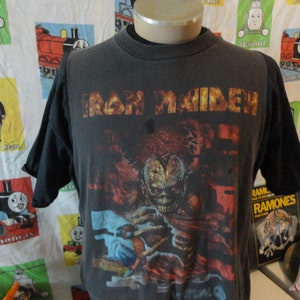 Vintage 90&#39;s IRON MAIDEN 1998 Virtual World Tour Double Sided T Shirt Size XL