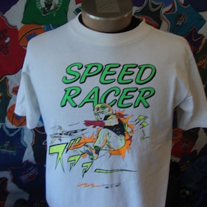 Vintage jaren 90 Speed Racer van SWAGO zeldzame cartoon anime T-shirt wit T-shirt maat L