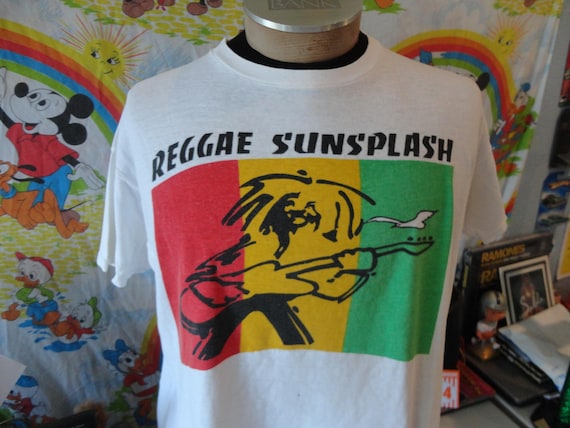 Vintage 80's Reggae Sunsplash Festival Reggae 1987 Germany Tour Crop Top T Shirt L