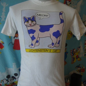 Vintage 80's ROY LICHTENSTEIN'S Cat 1987 Pop Art tee single stitch T Shirt M image 2