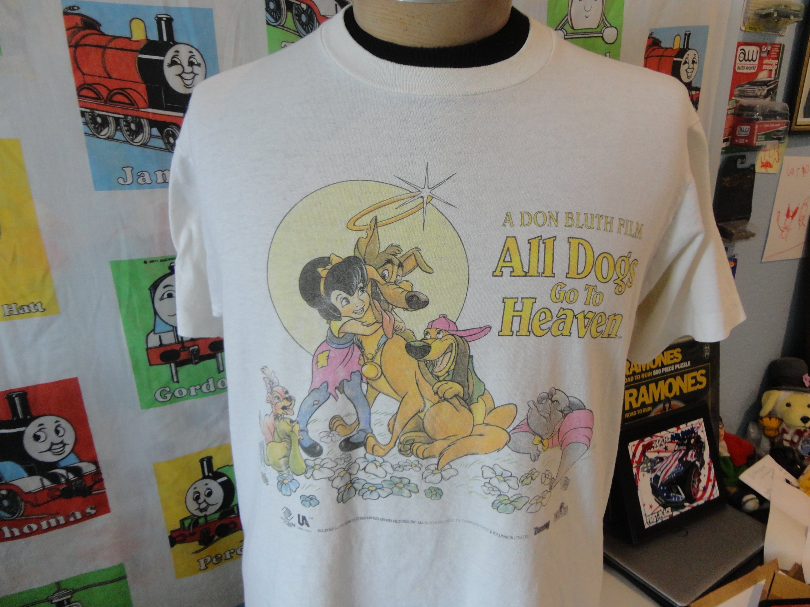 Vintage 90s All Dogs Go to Heaven Movie Promo T Shirt Size Men's