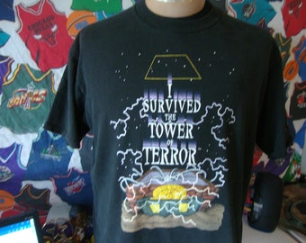 Vintage 1990s Disney I survived Twilight Zone Tower Of Terror Mickey Mouse 90's T Shirt XL