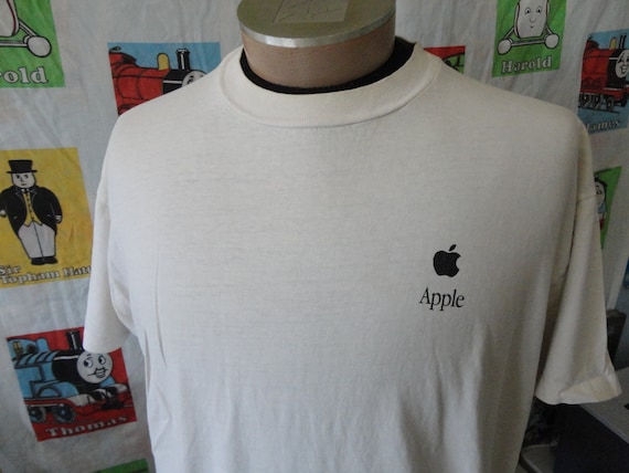 Vintage 90's APPLE Computer Single Stitch Apple Mac OS White
