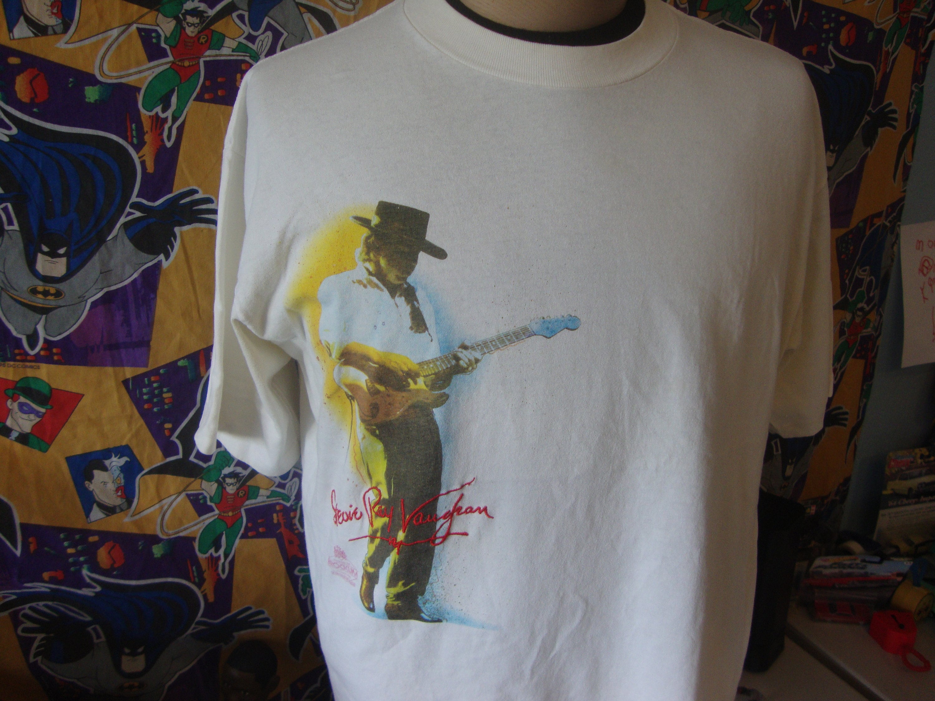 Discover Vintage 90's Stevie Ray Vaughan & Double Trouble Blues Guitar Legend T Shirt