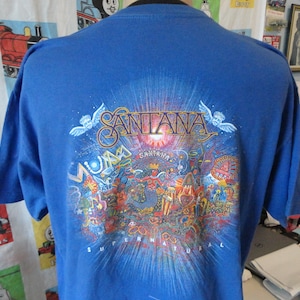 ヴィンテージ カルロス サンタナ スーパーナチュラル コンサート ツアー ブルー T シャツ サイズ XL