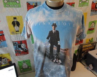 Vintage 90-tals Pink Floyd Wish You Were Here turnékonsert Rock Tie Dye Liquid Blue T-shirt L