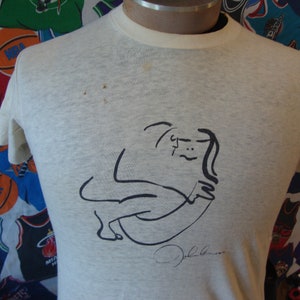 Vintage 80&#39;s JOHN LENNON The Beatles Bag One Yoko Ono Art T Shirt M