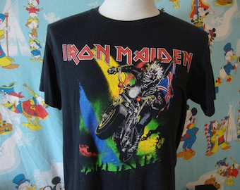 Vintage Iron Maiden Tour 1989 England band tee concert T Shirt Size L large