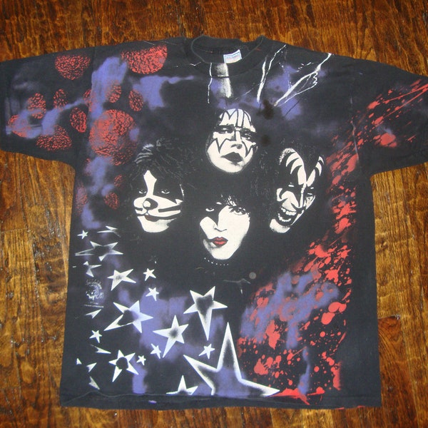 Vintage 90's KISS All Over Print 1996 1997 Concert Tour AOP T Shirt XL