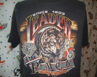 Vintage Harley Davidson 90s 3D Emblem Leader of the Pack Wolf