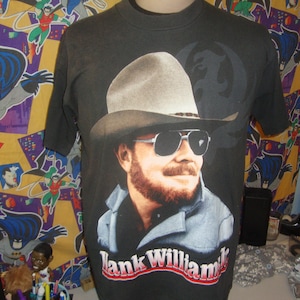 Vintage 90's Hank Williams Jr Tee Concert Tour Southern Thunder T Shirt Size L image 1