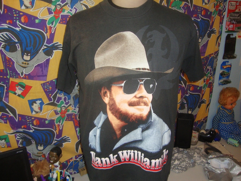 Vintage 90's Hank Williams Jr Tee Concert Tour Southern Thunder T Shirt Size L image 1