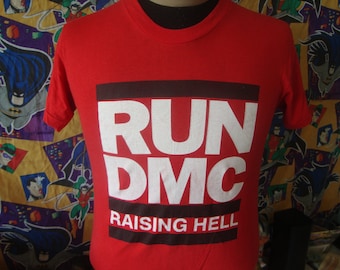 Vintage 80's Run DMC - Raising Hell 1987concert tour T Shirt Size M