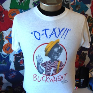 80年代ヴィンテージ バックウィート O-TAY おもしろアワーギャング TV番組Tシャツ SNL リトルラスカルズ ソフト薄手Tシャツ サイズS