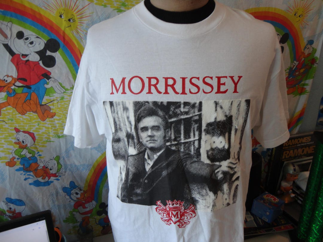 Vintage 90's MORRISSEY Band Tee Concert Tour White T Shirt Size L