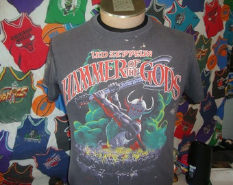 Vintage 80's Led Zeppelin Hammer of the Gods Rock Band 1988 Tour T-Shirt M