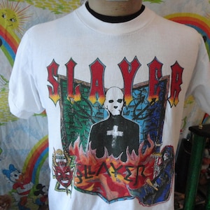 Vintage 90s SLAYER Tour Band Tee Concert T Shirt L