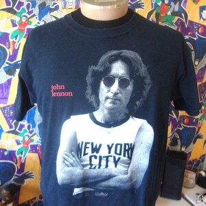 Vintage 90's John Lennon the Beatles New York City Black Band Tee