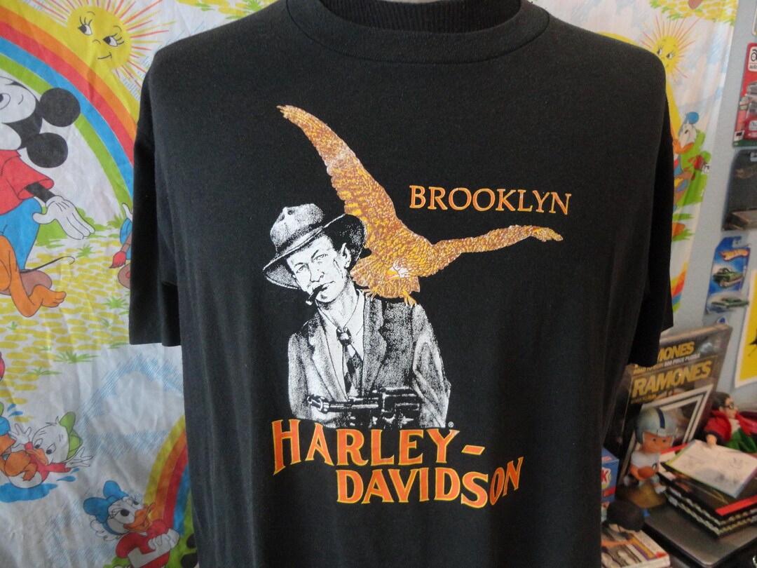 90s Harley-Davidson Brooklyn カスタムTシャツ Vintage 90's Harley Davidson Motorcycle Tee Brooklyn New York