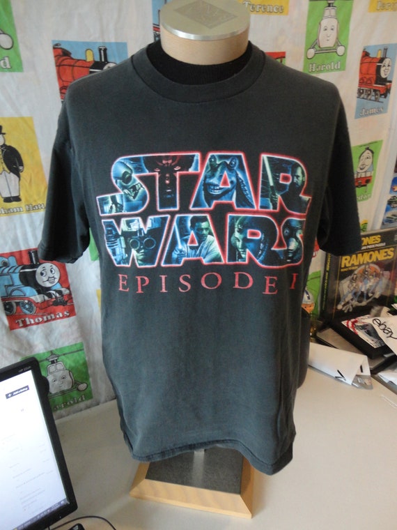 Vintage Star Wars Episode I Jedi Vs Sith Movie Black T Shirt L