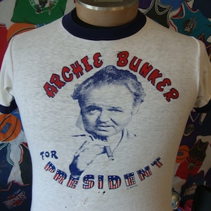 Vintage 70&#39;s All In The Family Archie Bunker For President Television Series TV Show T Shirt S