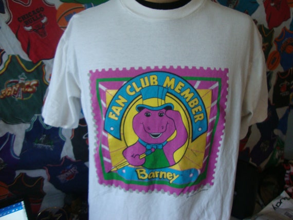Vintage Barney Dinosaur Fan Club Member HTF Adult T S… - Gem