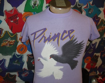 Vintage 80&#39;s Prince and The Revolution Purple Rain Movie Promo 1984 1985 Concert Tour Tee When The Doves Cry Thin T Shirt Size S small