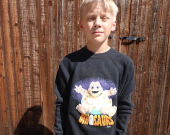 Vintage 90's Dinosaurs TV Show SSI Kids Crewneck Sweatshirt size 14-16 USA
