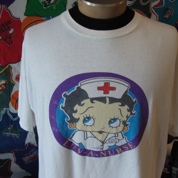 Vintage 90's Betty Boop Cartoon Love A Nurse T Shirt 2XL