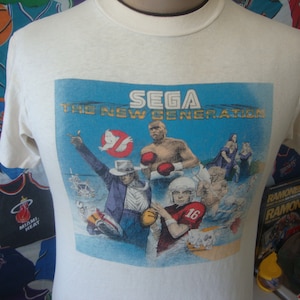 Vintage 80&#39;s SEGA Michael Jackson Buster Douglass Joe Montana Ghostbuster Video Game Promo T Shirt M