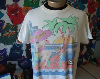 Vintage 90's Betty Boop Cartoon 1993 Cartoon Palm Trees Vacation T Shirt L
