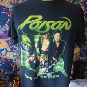 Vintage POISON Glam Slam Metal Jam band tee Concert 2000 tour T Shirt L large