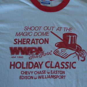 Vintage 80&#39;s WWPA AM 1340 Radio Magic Dome Holiday Classic Basketball Chevy Chase cci computer clinic incorporated Ringer punk T Shirt M