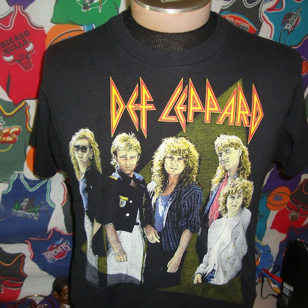 Vintage 80's DEF LEPPARD Hysteria 1987 1988 heavy metal band tee Concert tour T Shirt Size M