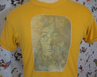 SÄLLSYNT Vintage 80-tals 1980 Beatles JOHN LENNON T-shirt 'Let It Be' Memorial Strykt T-shirt Passar storlek S