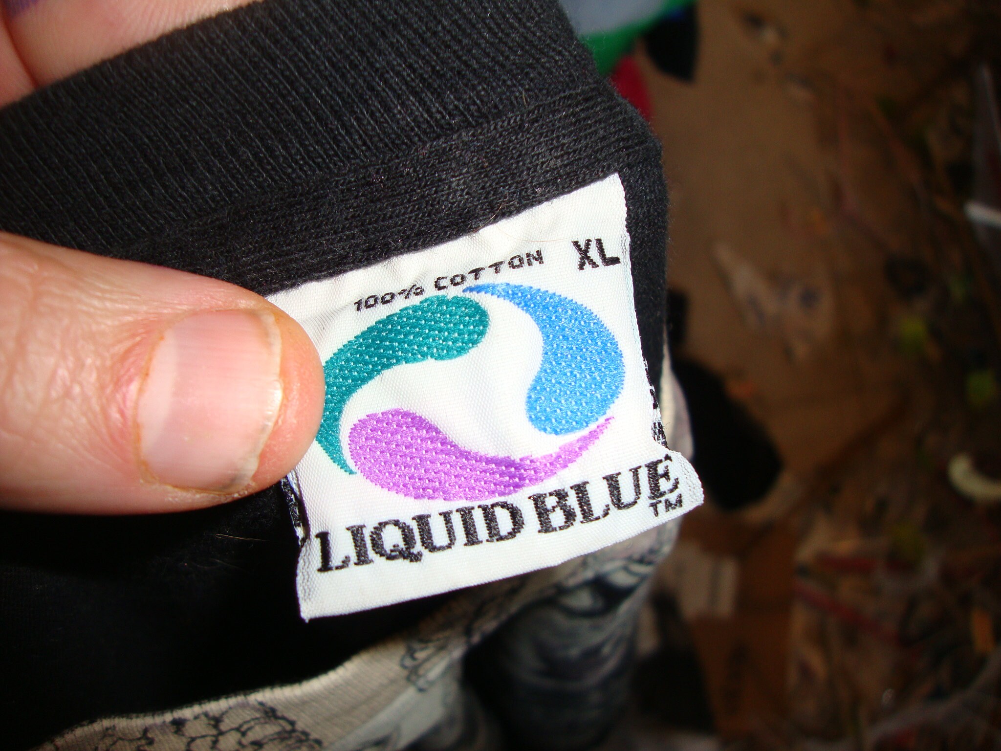 Vintage 90s Liquid Blue Medusa Skull Snake All Over Print AOP T