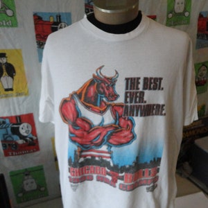 Vintage 90&#39;s Chicago Bulls 1996 NBA Finals white tee Starter T Shirt Size XL