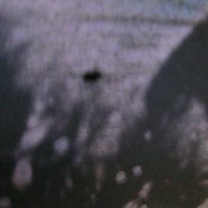 Puede incluir: Primer plano de una tela texturizada gris oscuro con una peque&ntilde;a mancha negra en el centro.