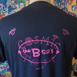 Vintage 80s The B-52&#39;s Cosmic Thing 1989 1990 Upstaging INC Lighting & Transport Chicago Road Crew Concert Tour T Shirt Fits Size L