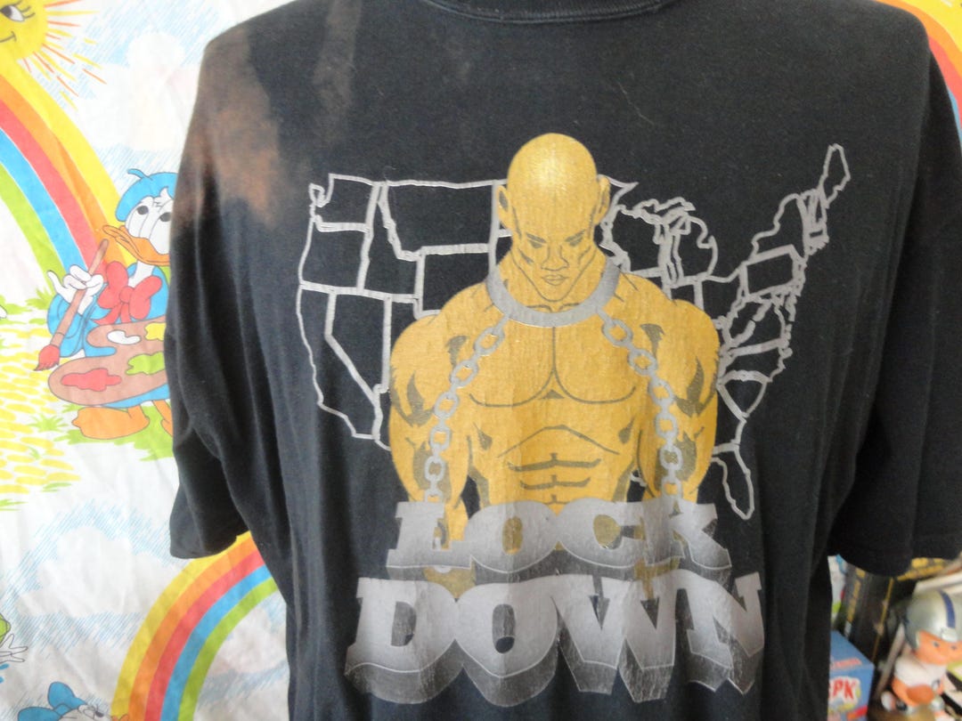 Vg Lock Down Rapper Vintage 90's Lock Down Prison Civil Rights African American Rap Tee Hip ...