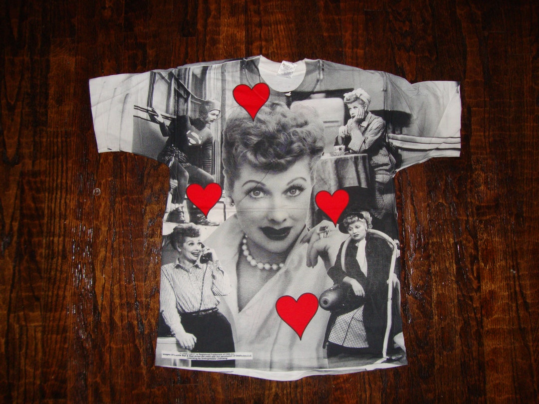 Vintage 90's I LOVE LUCY All Over Print Lucille Ball Desi Arnaz T