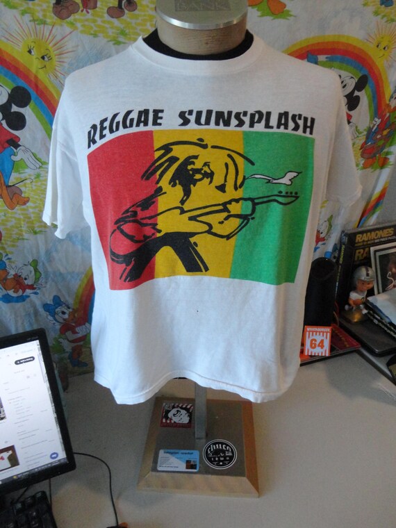 Vintage 80's Reggae Sunsplash Festival Reggae 1987 Germany Tour Crop Top T Shirt L View 3